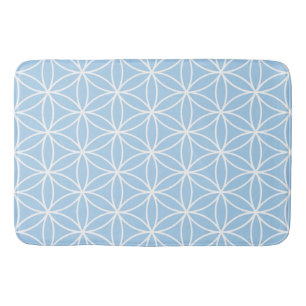 Alfombrilla De Baño Flor del blanco de la vida en modelo azul claro