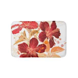 Alfombrilla De Baño Flor del hibisco - pintura 2 de la acuarela