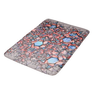 Alfombrilla De Baño Flor entalhada virtual nas cores azul e salmão