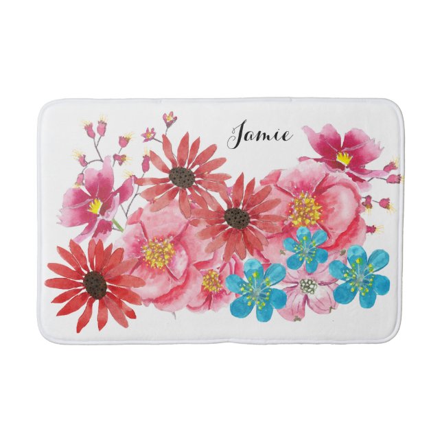 Alfombrilla De Baño Flor folclórica personalizada moderna (Anverso)