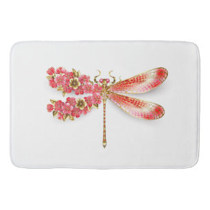 Alfombrilla De Baño Flor libélula con sakura de joyas