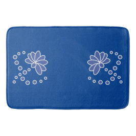 Alfombrilla De Baño Flor profunda azul y media moderna
