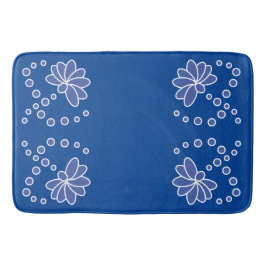 Alfombrilla De Baño Flor profunda azul y media moderna