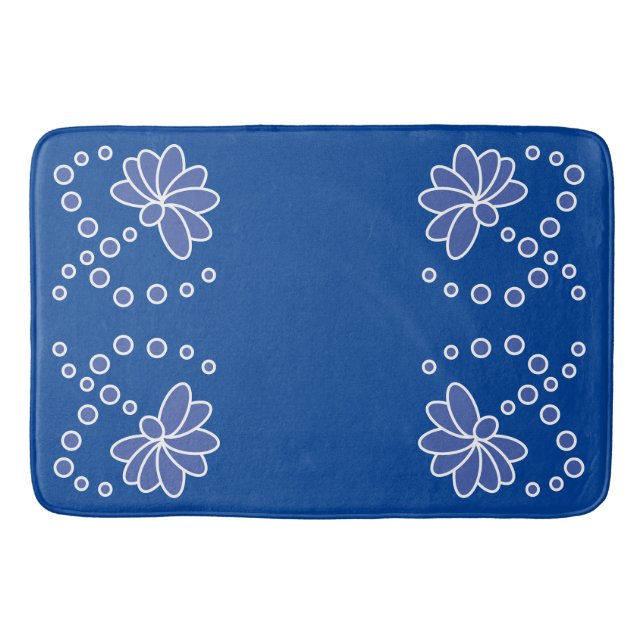 Alfombrilla De Baño Flor profunda azul y media moderna (Anverso)