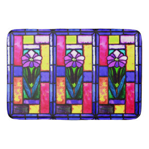Alfombrilla De Baño Flor púrpura de vidrio templado