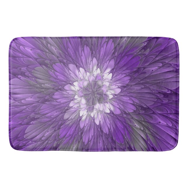 Alfombrilla De Baño Flor púrpura psicodélica Resumen arte fractal (Anverso)