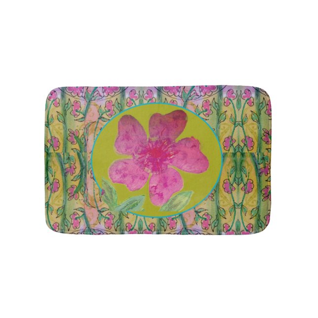 Alfombrilla De Baño Flor rosa grande (Anverso)