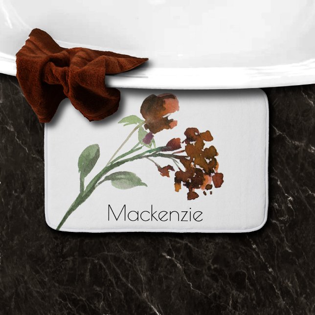 Alfombrilla De Baño Flor salvaje | Terracotta Naranja Personalizado Bo (Subido por el creador)