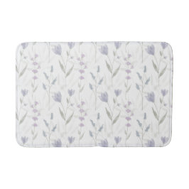 Alfombrilla De Baño Flor silvestre acuarela púrpura azul