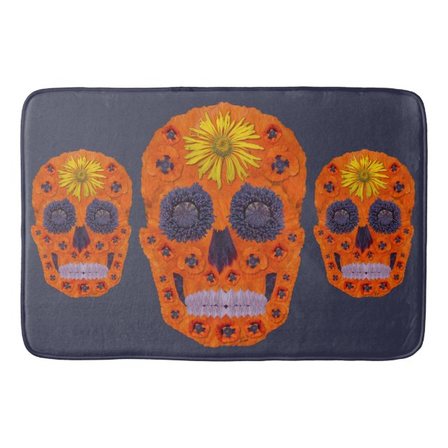 Alfombrilla De Baño Flor Skull 1 (Anverso)