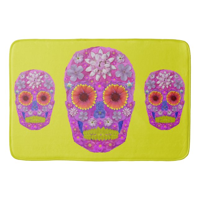 Alfombrilla De Baño Flor Skull 2 (Anverso)