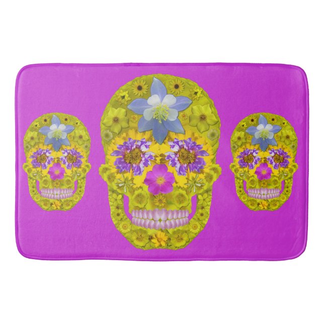Alfombrilla De Baño Flor Skull 3 (Anverso)