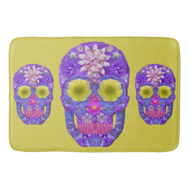 Alfombrilla De Baño Flor Skull 5 (Anverso)