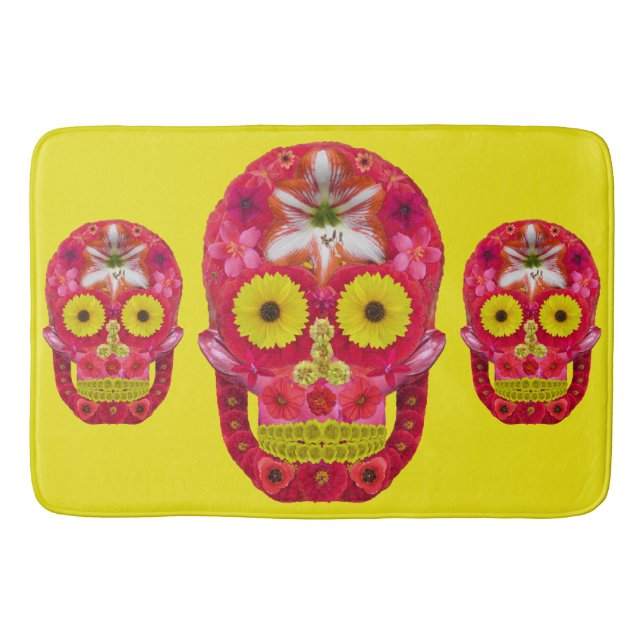 Alfombrilla De Baño Flor Skull 6 (Anverso)