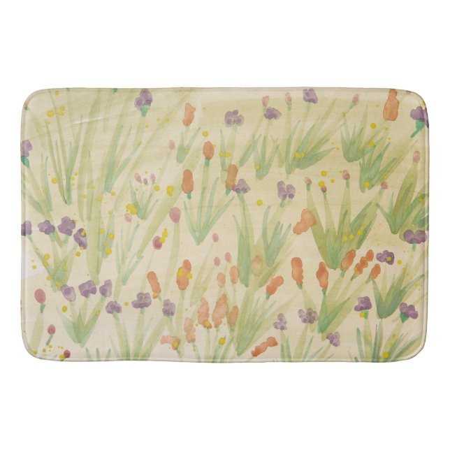 Alfombrilla De Baño Flora acuarela simple (Anverso)