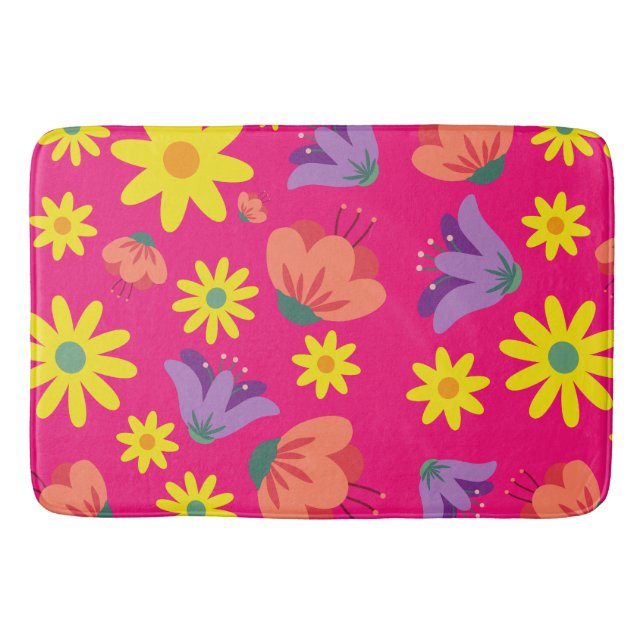 Alfombrilla De Baño Flora rosa cúrcuta (Anverso)