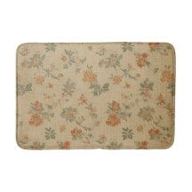 Floral a la antigua en naranja quemada y verde sal