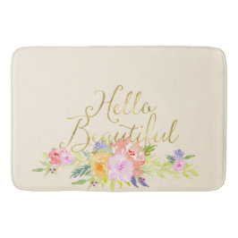 Alfombrilla De Baño Floral Acuarela Rosa Melocotón Bonito