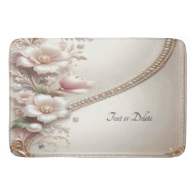 Floral and Pearl Embellishments Bath Mat