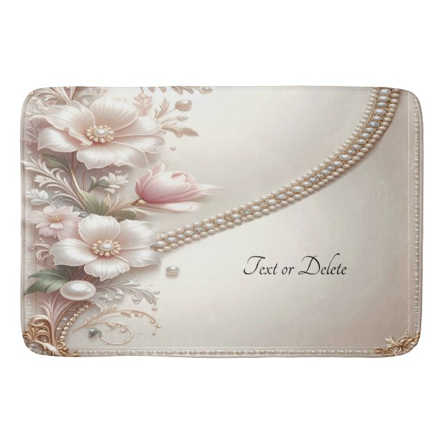 Alfombrilla De Baño Floral and Pearl Embellishments Bath Mat (Anverso)