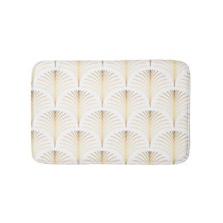 Alfombrilla De Baño Floral Art Decó: Elegancia Dorada.