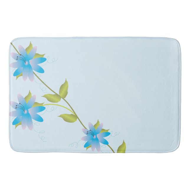 Alfombrilla De Baño Floral azul moderno (Anverso)