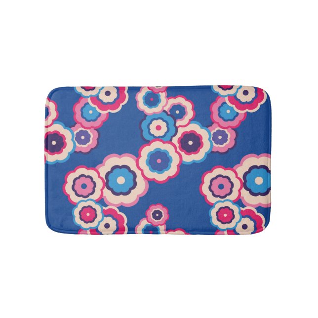 Alfombrilla De Baño Floral azul retro (Anverso)