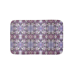 Alfombrilla De Baño Floral Blanca Acentuada En Rojo