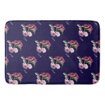Floral Blue Bath Mat
