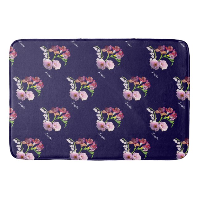 Alfombrilla De Baño Floral Blue Bath Mat (Anverso)