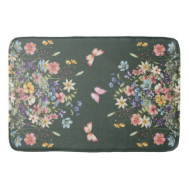 Alfombrilla de baño floral botánica verde
