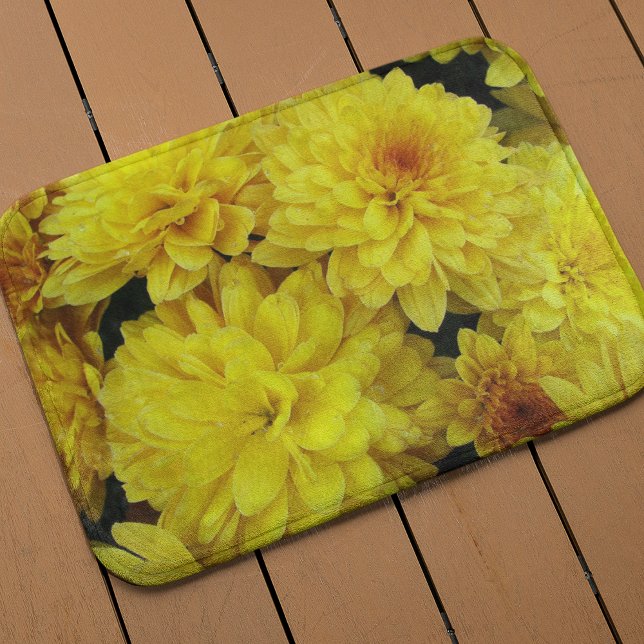 Alfombrilla De Baño Floral de crisantemo amarillo brillante (In Situ)