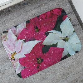 Alfombrilla De Baño Floral de plantas de poinsettia navideñas