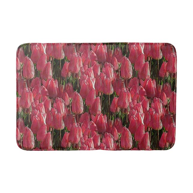 Alfombrilla De Baño Floral de tulipanes rosados (Anverso)