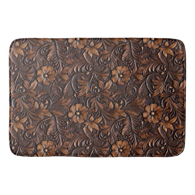Alfombrilla De Baño Floral de vaca marrón (Anverso)