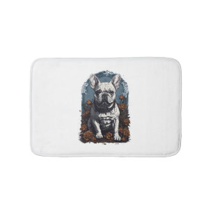 Alfombrilla De Baño Floral gótica de Bulldog francés