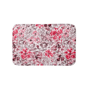 Alfombrilla De Baño Floral ,leopardo,rojo y blanco , rojo, blanco, foc