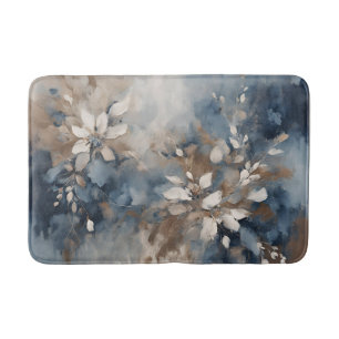 Alfombrilla De Baño Floral moderna azul marrón azul marino