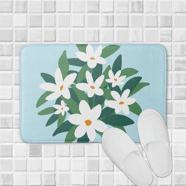 Alfombrilla De Baño Floral moderna Minimalista de jazmín blanco sobre 
