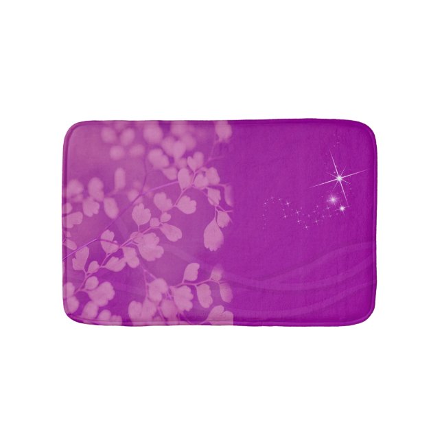 Alfombrilla De Baño Floral morada Purpurina personalizada (Anverso)