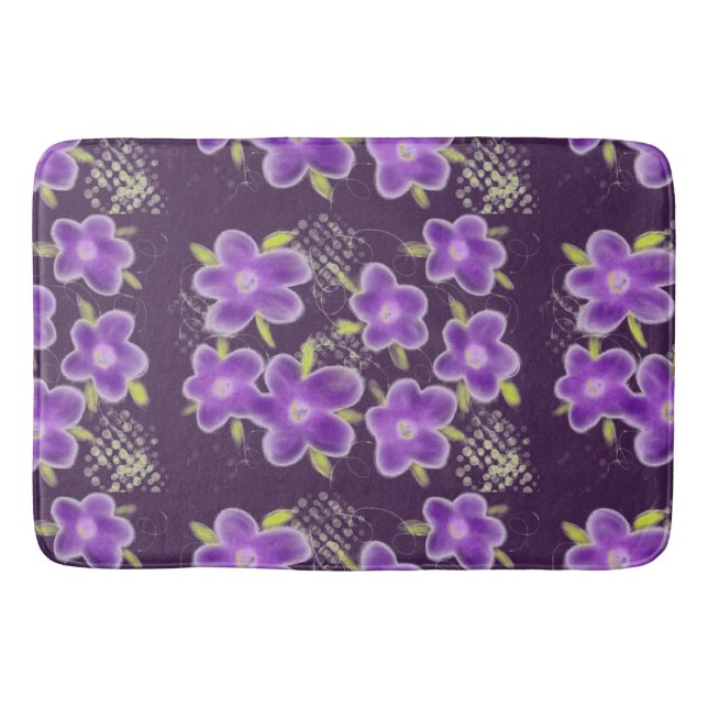Alfombrilla De Baño Floral Morada Y Mauve (Anverso)