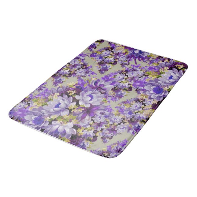 Alfombrilla De Baño Floral Morada Y Oro (Angular)