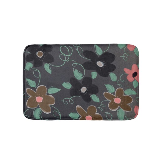 Alfombrilla De Baño Floral negrita negra (Anverso)