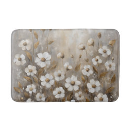 Alfombrilla De Baño Floral Neutral Gray Gold Taupe