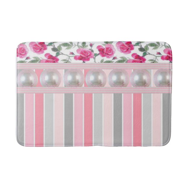 Alfombrilla De Baño Floral Pastel de banda de baño Bath Mat (Anverso)