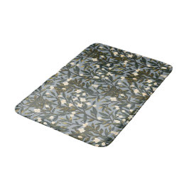 Alfombrilla De Baño Floral pattern on  dusty blue-gray background