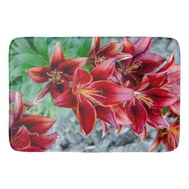 Alfombrilla De Baño Floral Red Stargazer Lily Photography (Anverso)