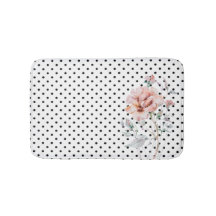 Floral rosa acuarela sobre polkadots negros