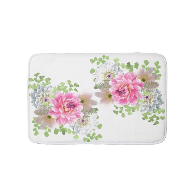Alfombrilla De Baño Floral rosa elegante (Anverso)