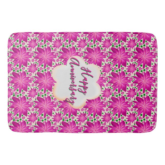 Alfombrilla De Baño Floral rosa personalizada y personalizada  (Anverso)